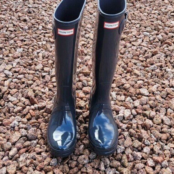 HUNTER Adjustable Back Gloss Waterproof Rain Boot 9US 7UK EU40/41 - Picture 9 of 9